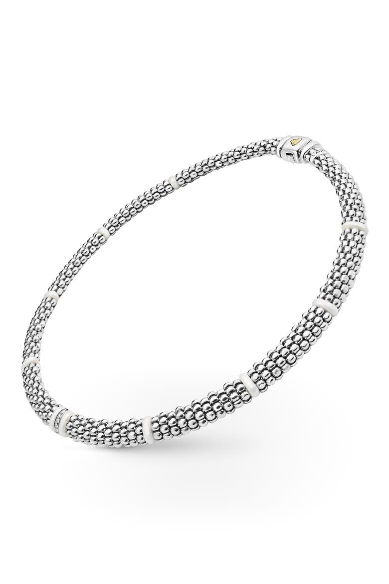 White Caviar Pavé Diamond Collar Necklace, Alternate, color, SILVER/ DIAMOND