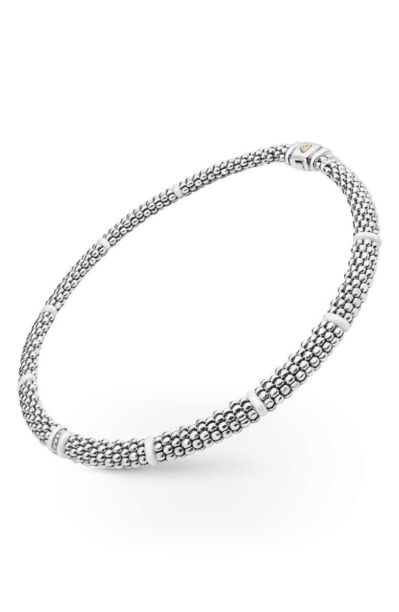 LAGOS White Caviar Pavé Diamond Collar Necklace, Alternate, color, Silver/ Diamond