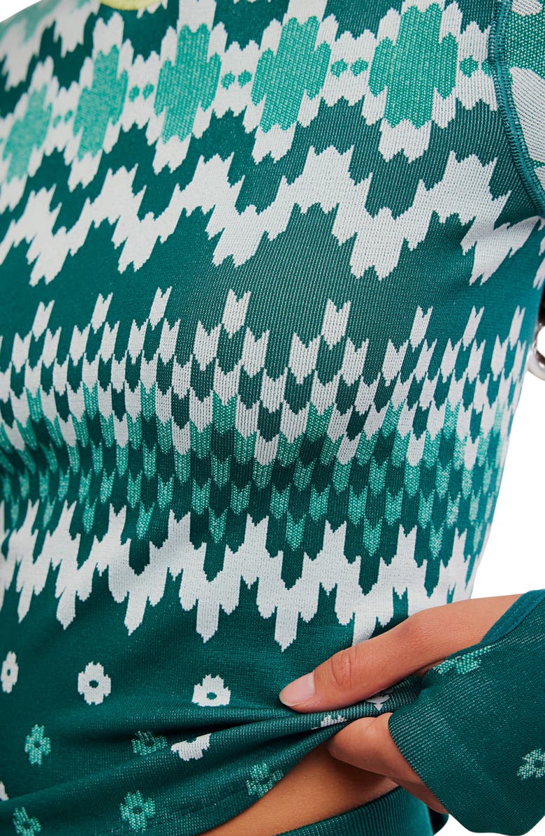 FP Movement by Free People Myoko Jacquard Layer T-Shirt, Alternate, color, Evergreen Isle Knit