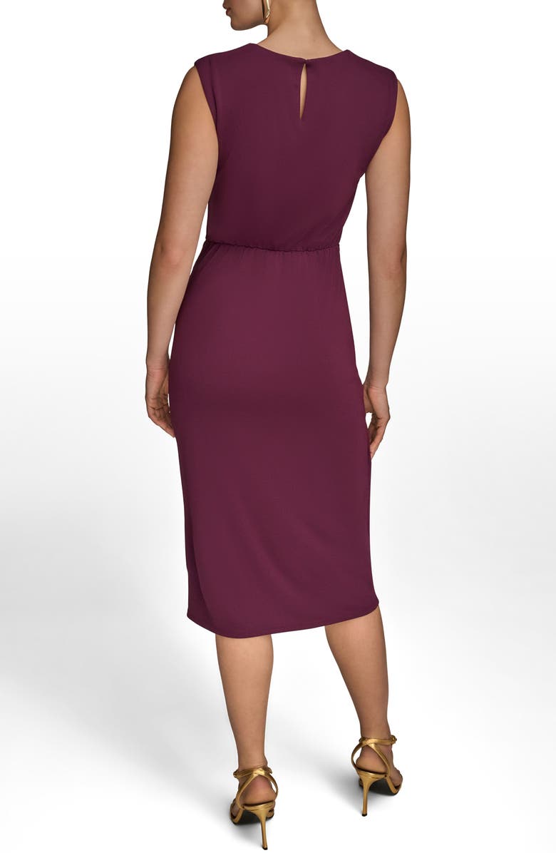 Donna Karan New York Side Buckle Detail Sheath Midi Dress, Alternate, color, Prune