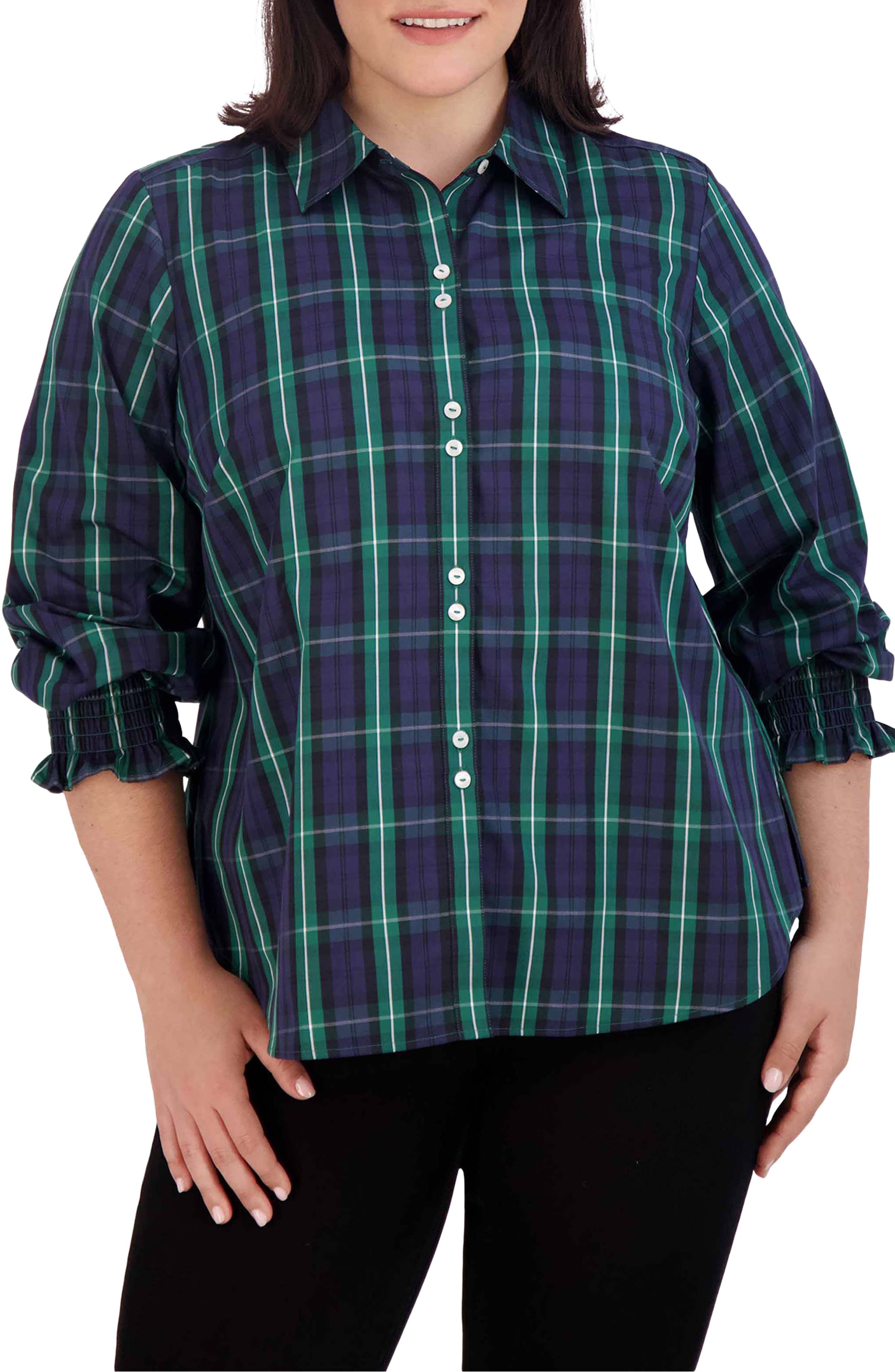 Foxcroft Olivia Plaid Button-Up Shirt