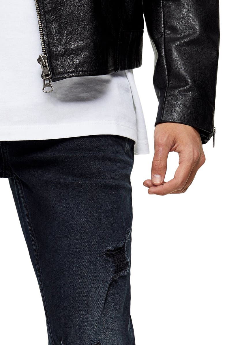 Topman Ripped Skinny Fit Jeans, Alternate, color, 