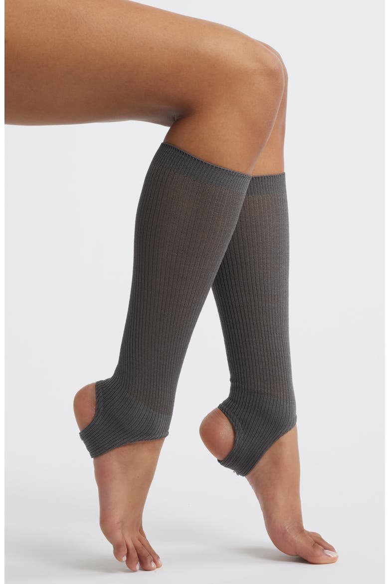 Show Pony Cotton Blend Rib Stirrup Socks, Main, color, DARK GREY