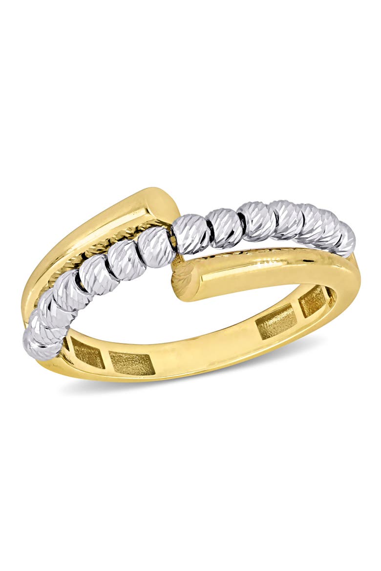 White Beaded Fusion Crossover Ring 14k, Main, color, 14k Gold
