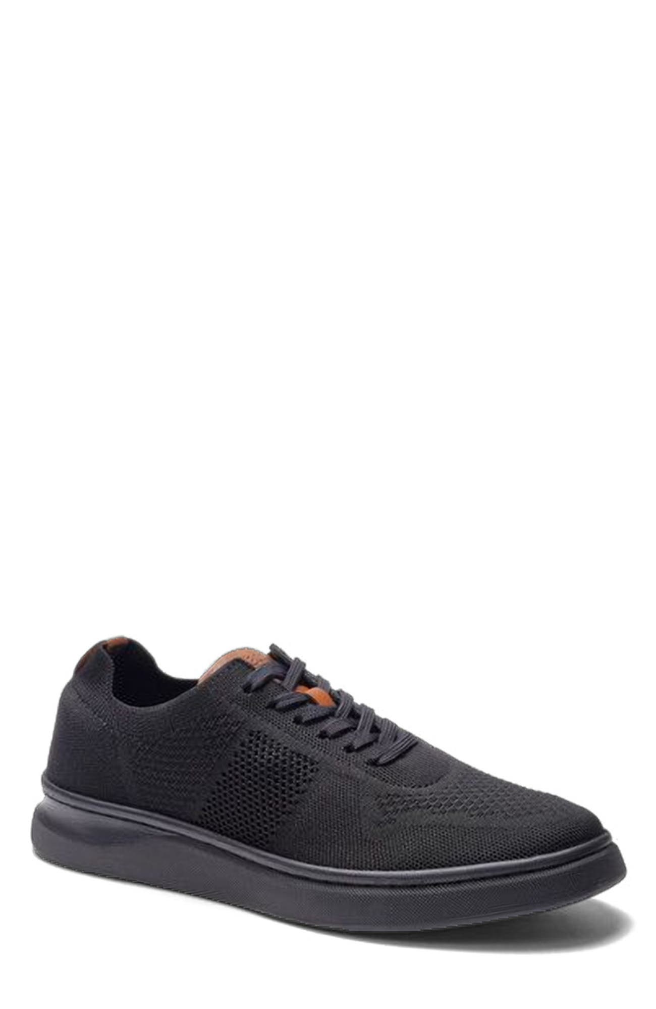 A. Veer Stride Knit Lace-up Sneaker, Alternate, color, Black Leather
