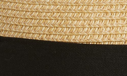 Vince Camuto Flip Up Straw Floppy Hat In Natural Black