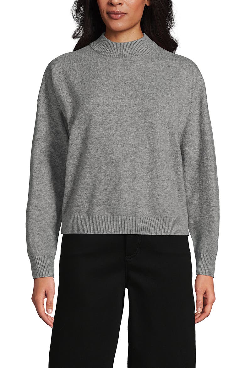 CashTouch Drop Shoulder Mock Neck Sweater, Main, color, Gray Heather