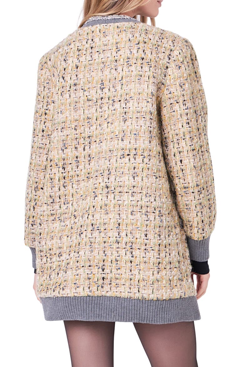 Bouclé Coat, Alternate, color, BEIGE/ DARK GREY
