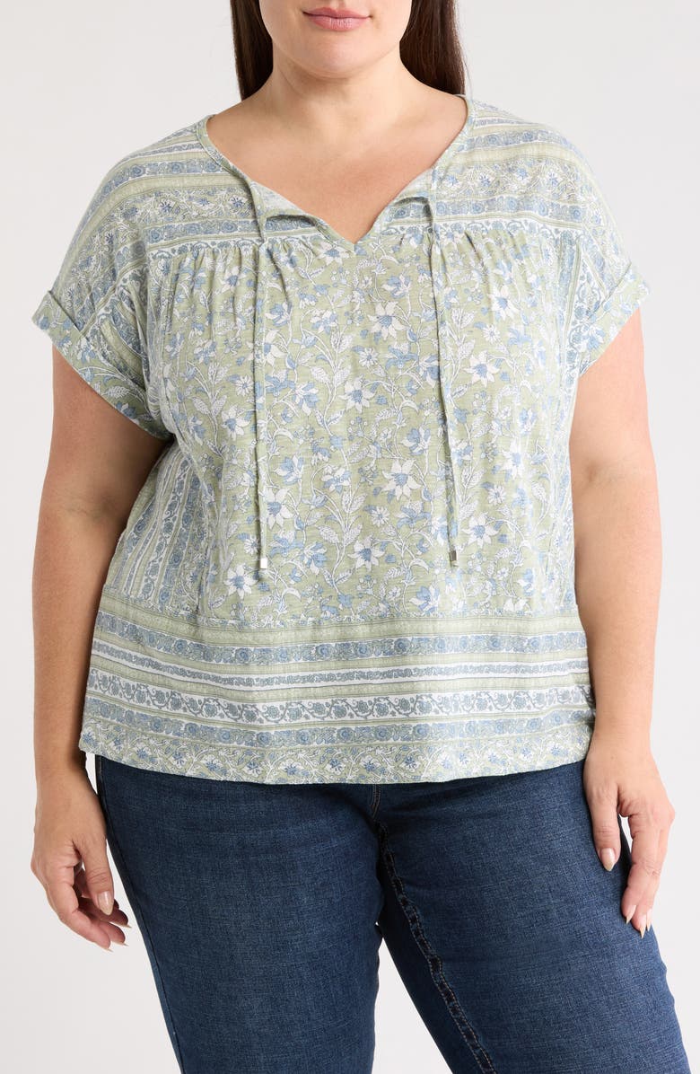 Lucky Brand Mix Print Top, Main, color, Green Combo