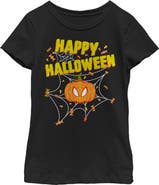 Marvel Girl's Marvel Spider-Man Jack-O'-Lantern Happy Halloween  Graphic T-Shirt