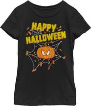 Marvel Girl's Marvel Spider-Man Jack-O'-Lantern Happy Halloween Graphic T-Shirt