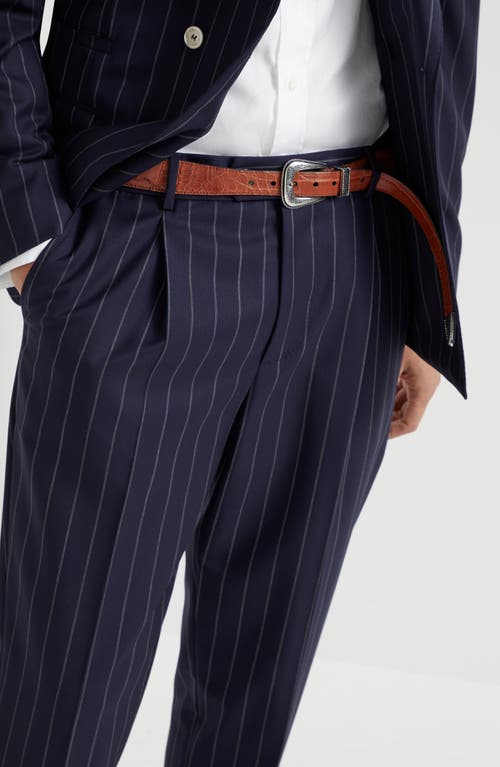 Brunello Cucinelli Chalk Stripe Trousers In Blue