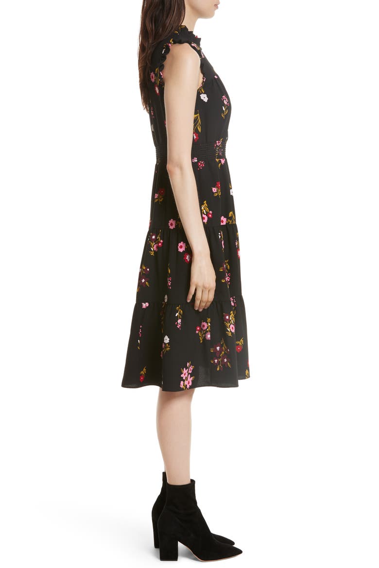 in bloom smocked waist dress, Alternate, color, BLACK