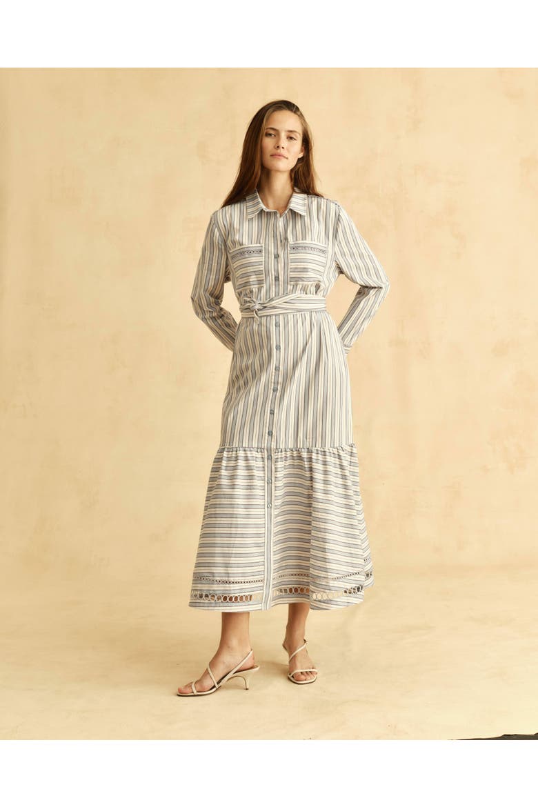 Celia Midi Shirtdress, Alternate, color, Pale Blue Stripe
