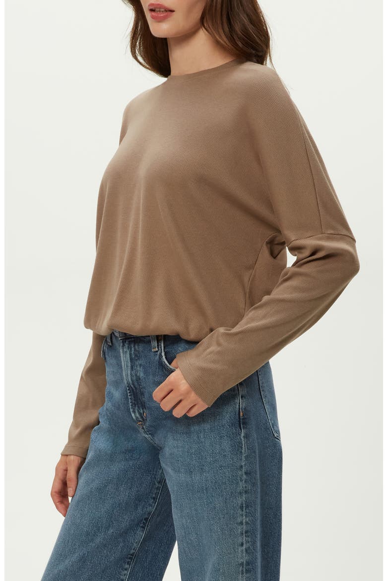 Kaley Long Sleeve Cotton & Modal T-Shirt, Alternate, color, COBBLESTONE