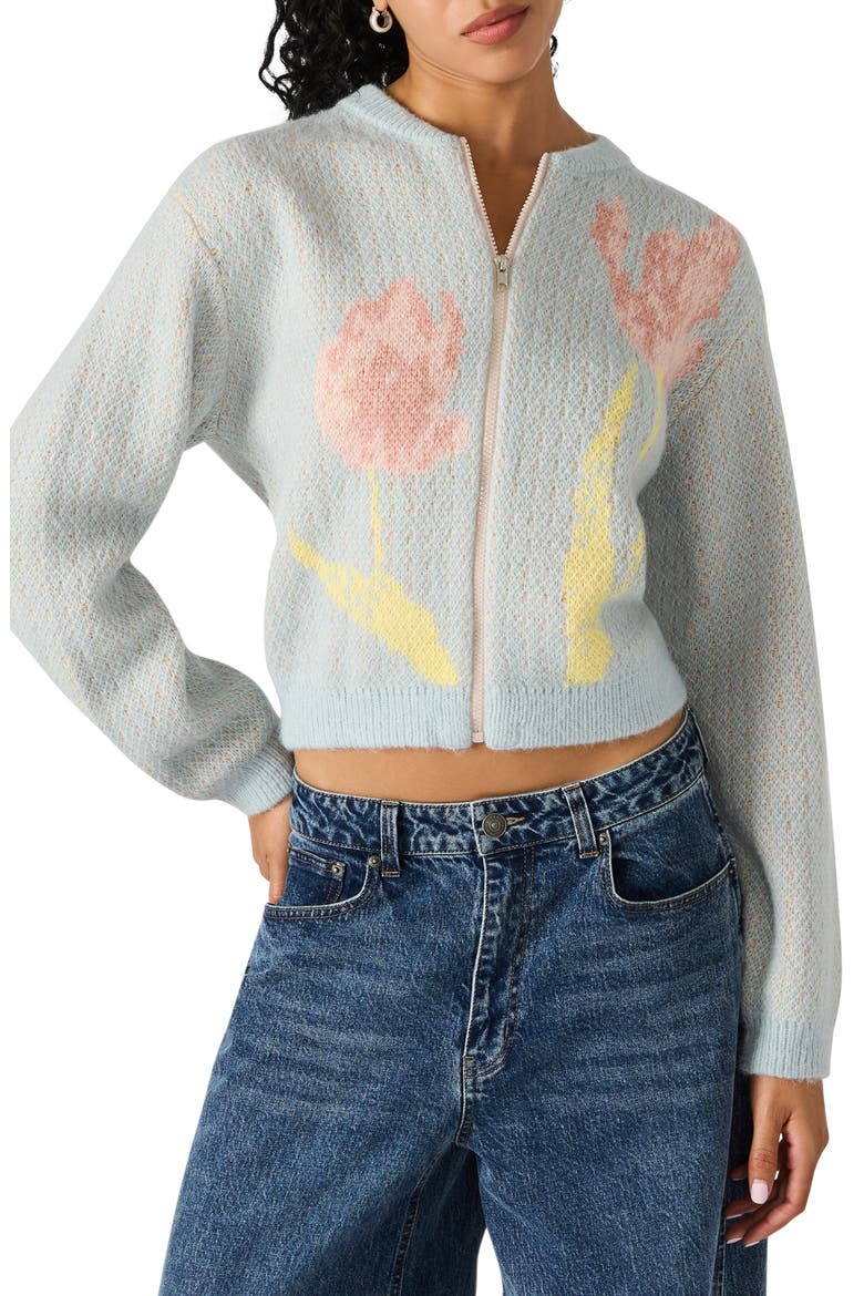 Jena Crop Sweater Jacket, Main, color, GREY MULTI
