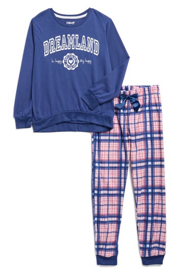 Sleep On It Kids' Graphic Pullover & Joggers Set In Blue