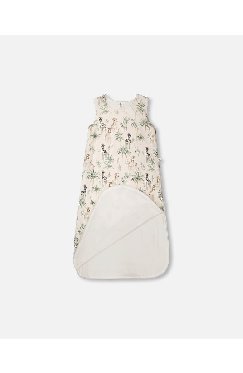 Deux par Deux Organic Cotton Jersey Muslin Zebra Printed Sleep Sack, Alternate, color, Beige Zebra Print