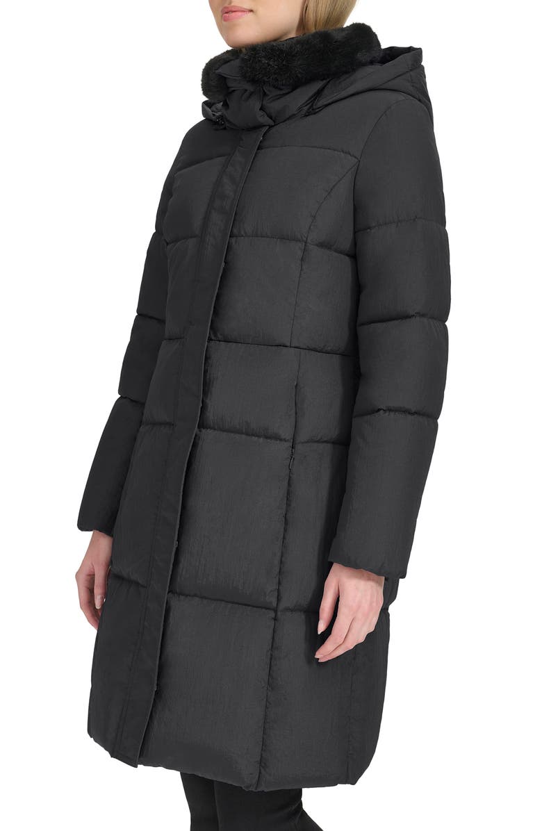 Cole Haan Channel Quilted Shimmer Nylon Puffer Coat with Removable Hood, Alternate, color,