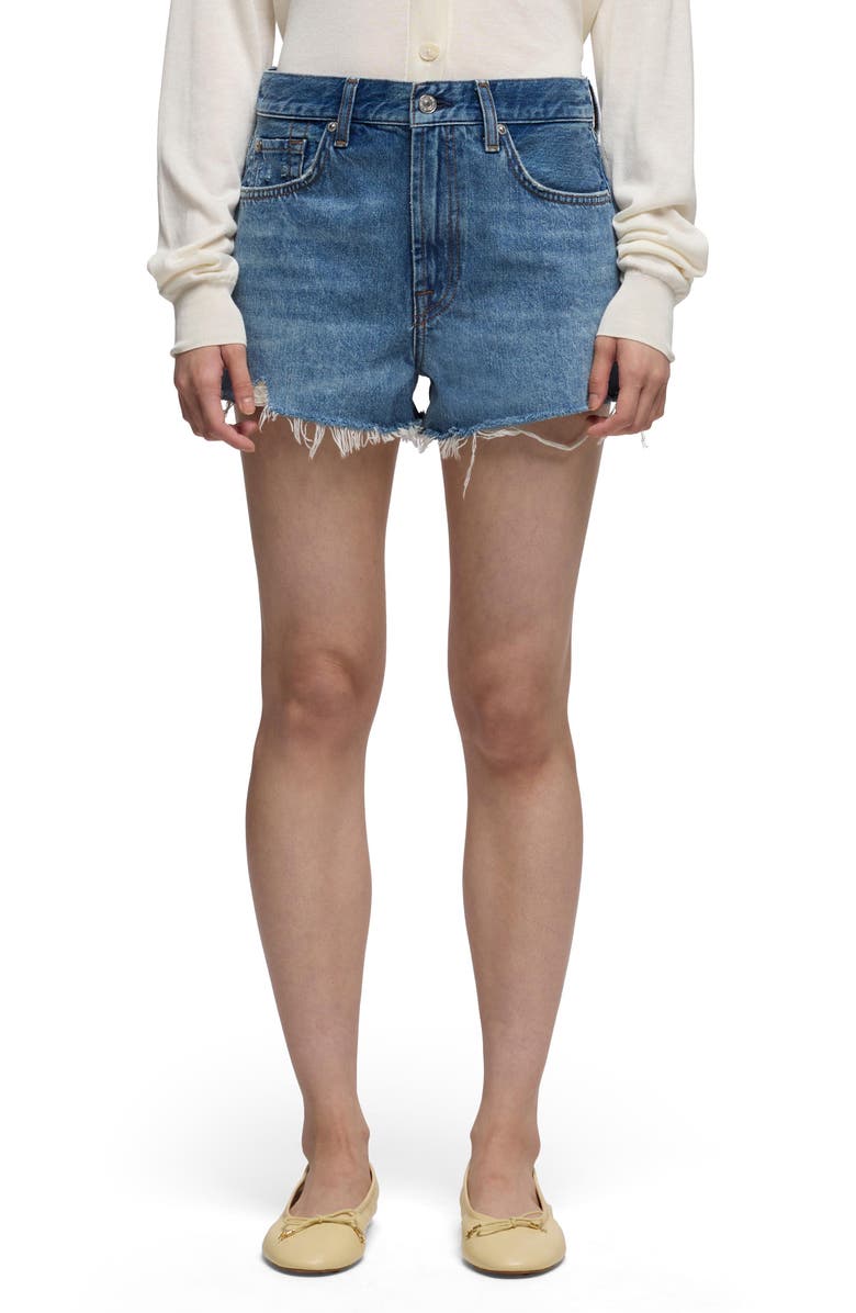 7 For All Mankind June High Waist Cutoff Denim Shorts, Main, color, Stampede