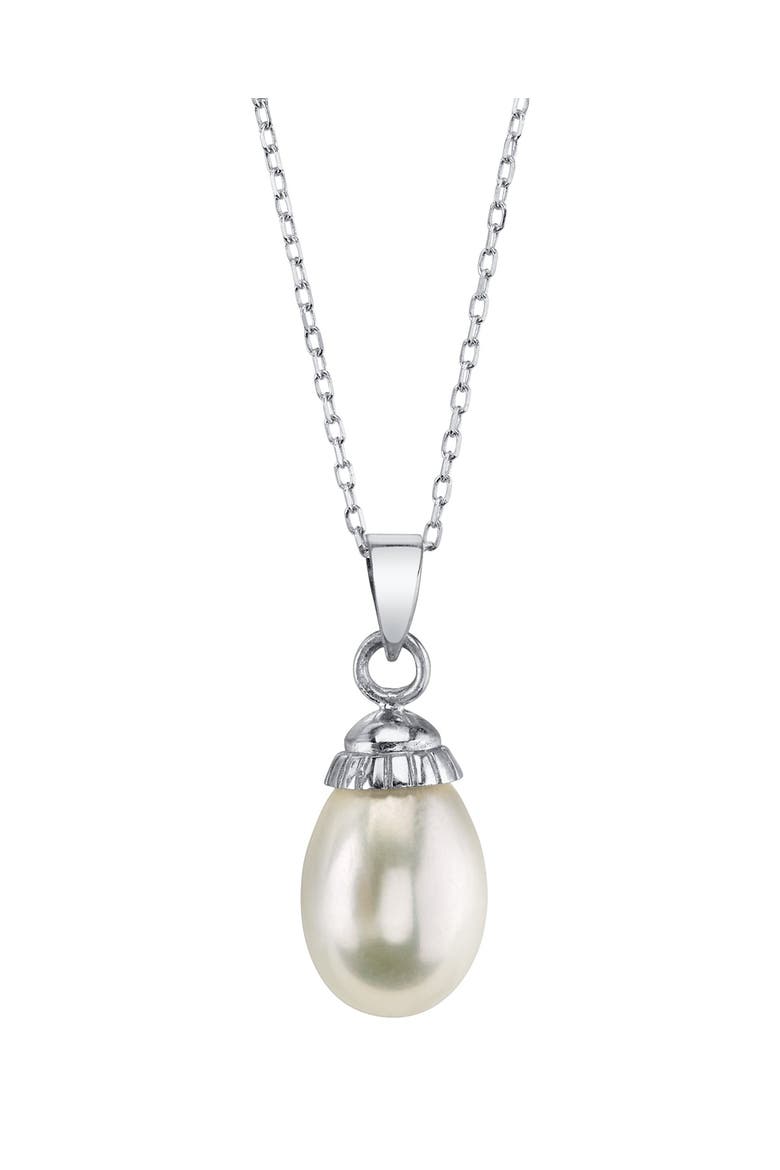 14K Gold White Freshwater Cultured Pearl Devon Pendant, Main, color, White Gold