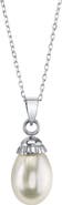 The Pearl Source 14K Gold White Freshwater Cultured Pearl Devon Pendant