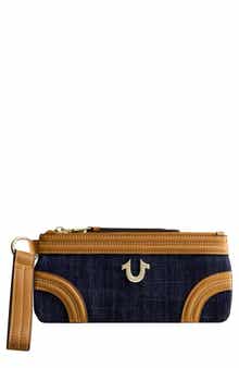 True Religion Horseshoe Denim Wristlet Wallet