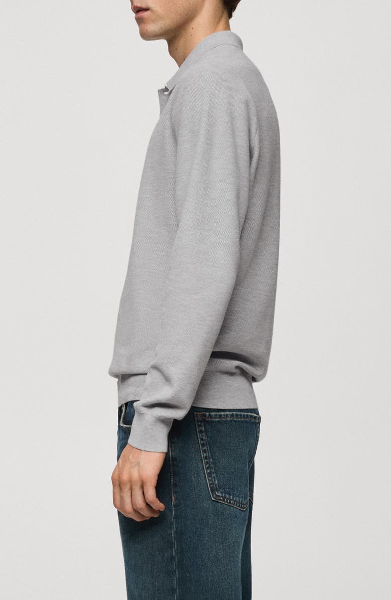 MANGO Structured Long Sleeve Polo Top, Alternate, color, 