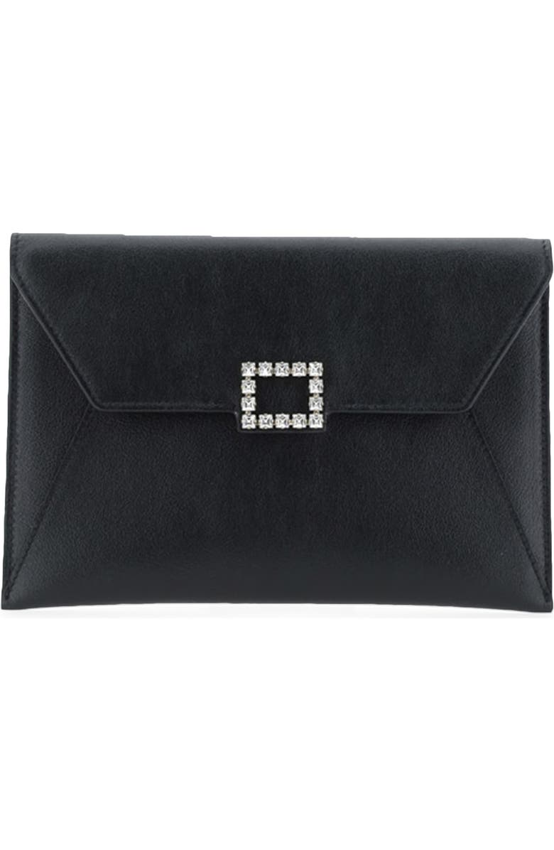 Roger Vivier Small Très Vivier Croc Embossed Metallic Leather Clutch, Main, color,