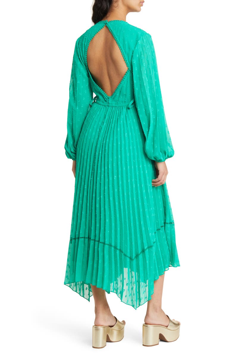 ASOS DESIGN Pleated Dobby Midi Dress, Alternate, color,