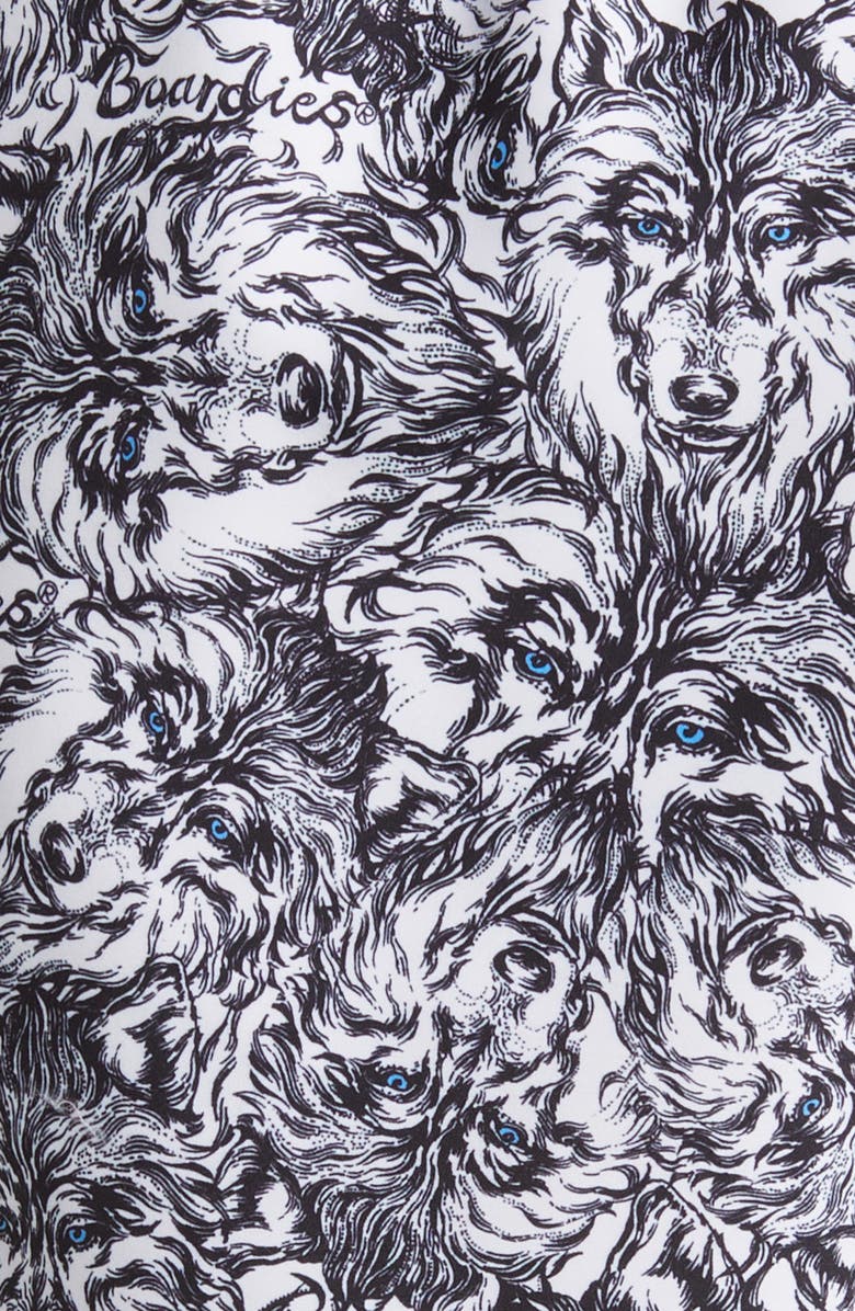 Boardies Wolf Print Mid Swim Trunks, Alternate, color,