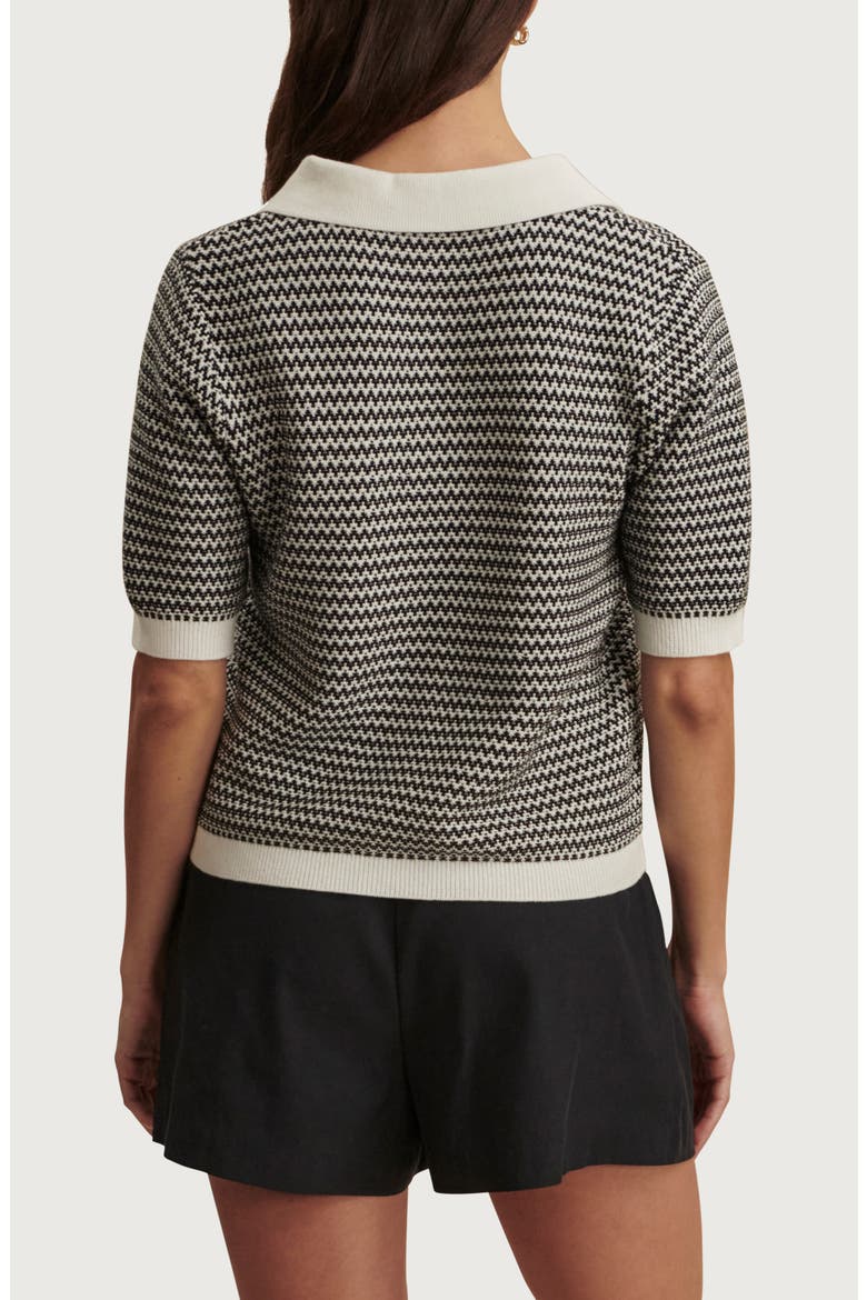 Gaelle Polo Cardigan, Alternate, color, SNOW WHITE / BLACK