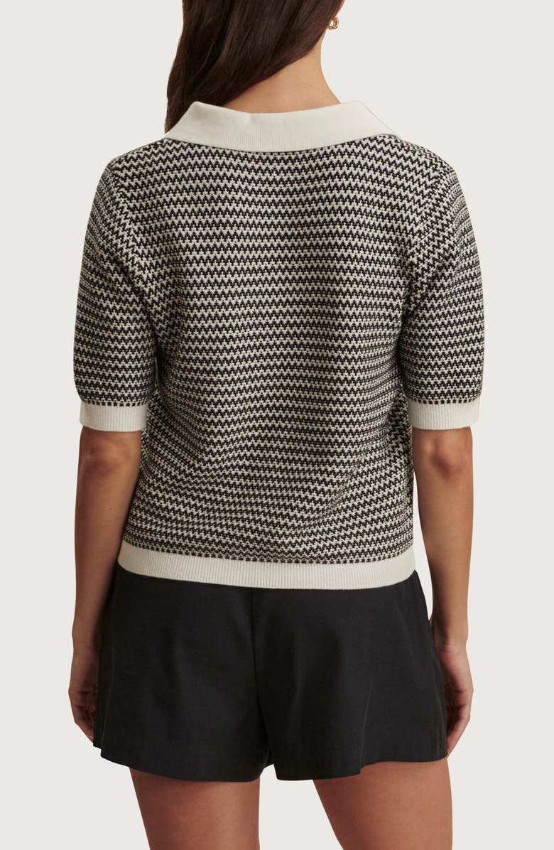 Varley Gaelle Polo Cardigan, Alternate, color, Snow White / Black