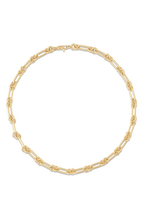 Rectangle Gold Link Chain Necklace