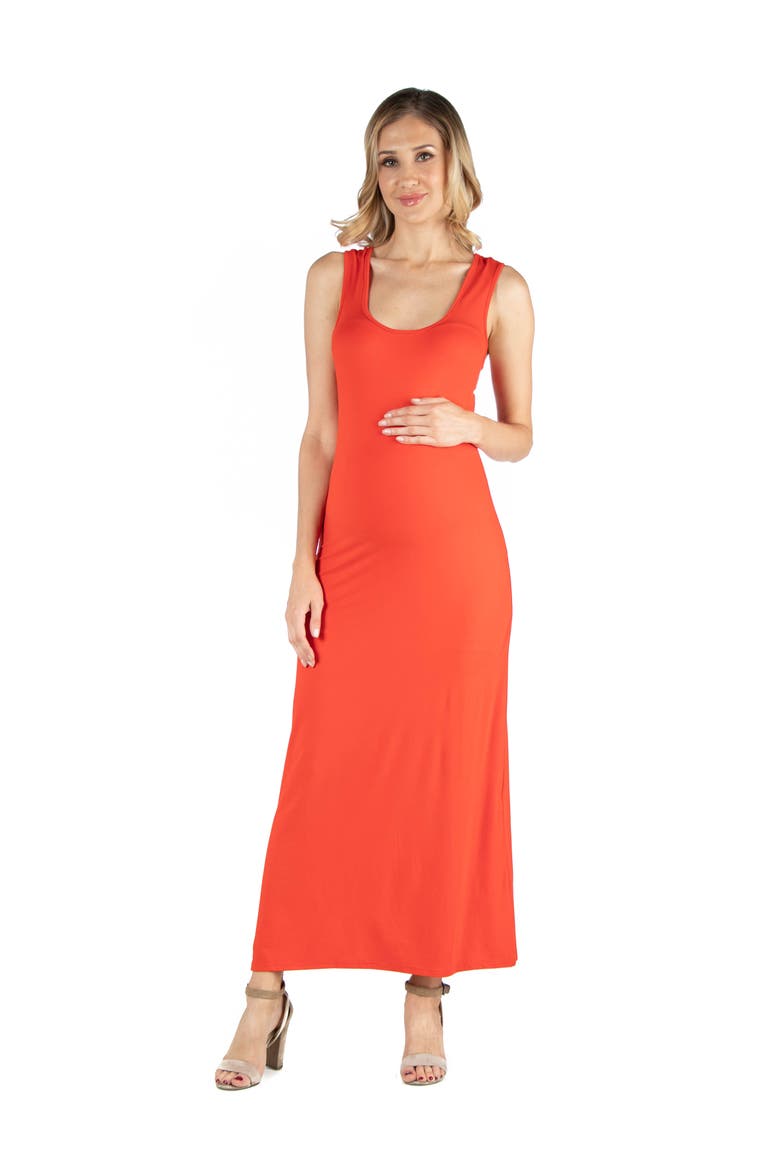 Maternity Scoop Neck Maxi Dress with Racerback Detail, Main, color, Orange