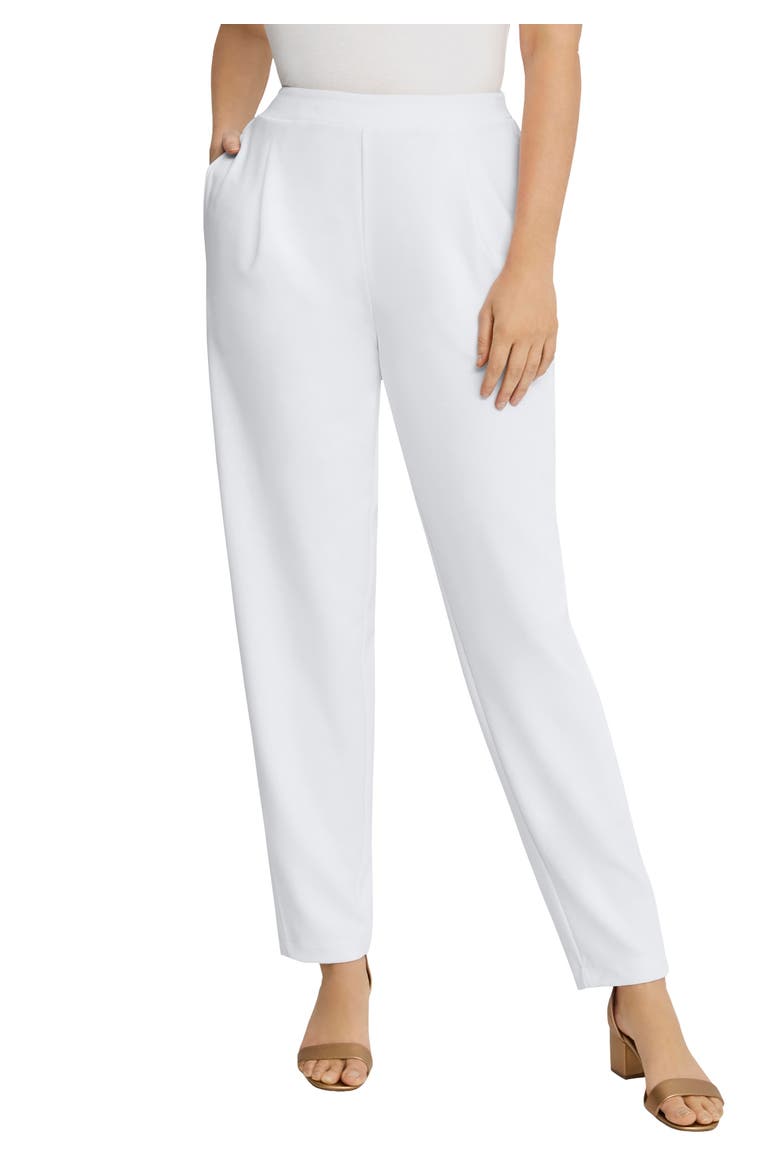 Stretch Knit Crepe Straight Leg Pants (plus), Main, color, WHITE
