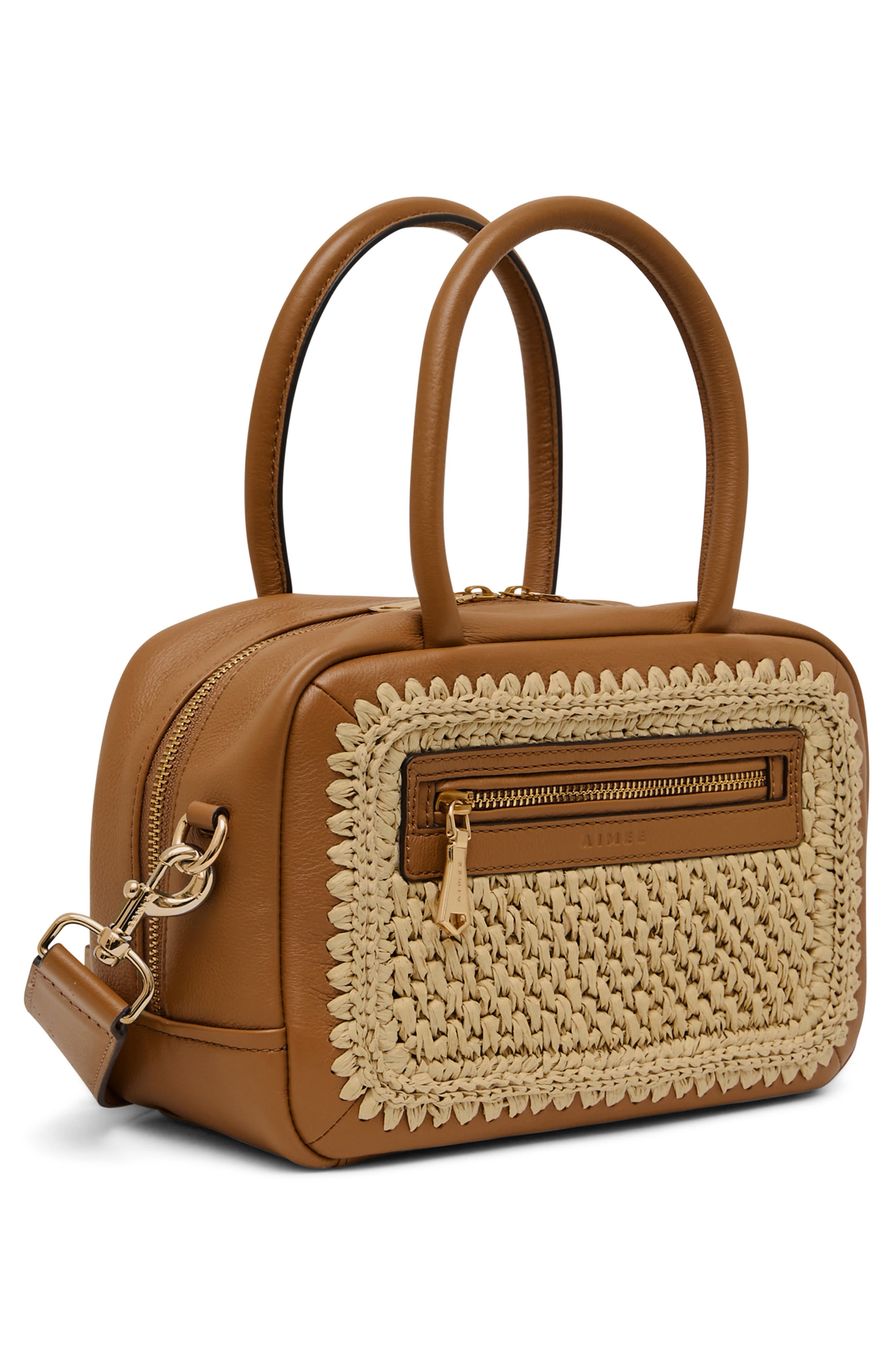 Medium Ritual Leather Satchel, Alternate, color, RAFFIA LATTE