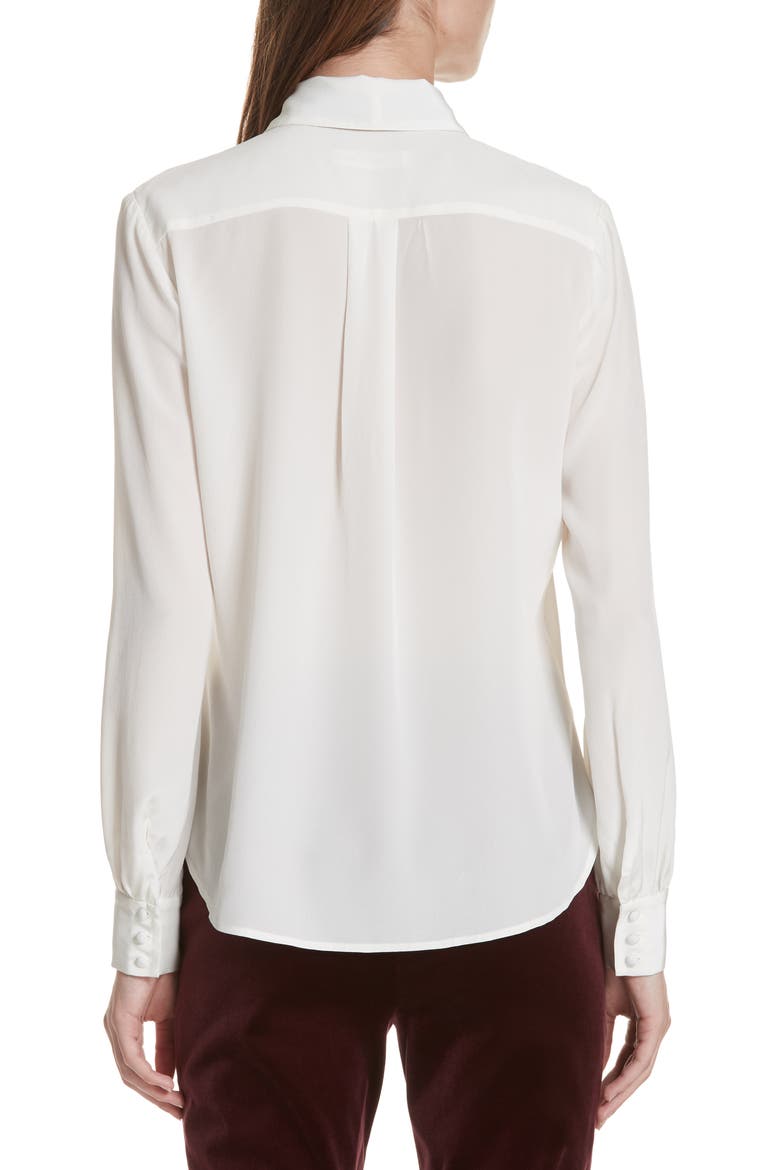 Tie Neck Silk Blouse, Alternate, color, OFF WHITE