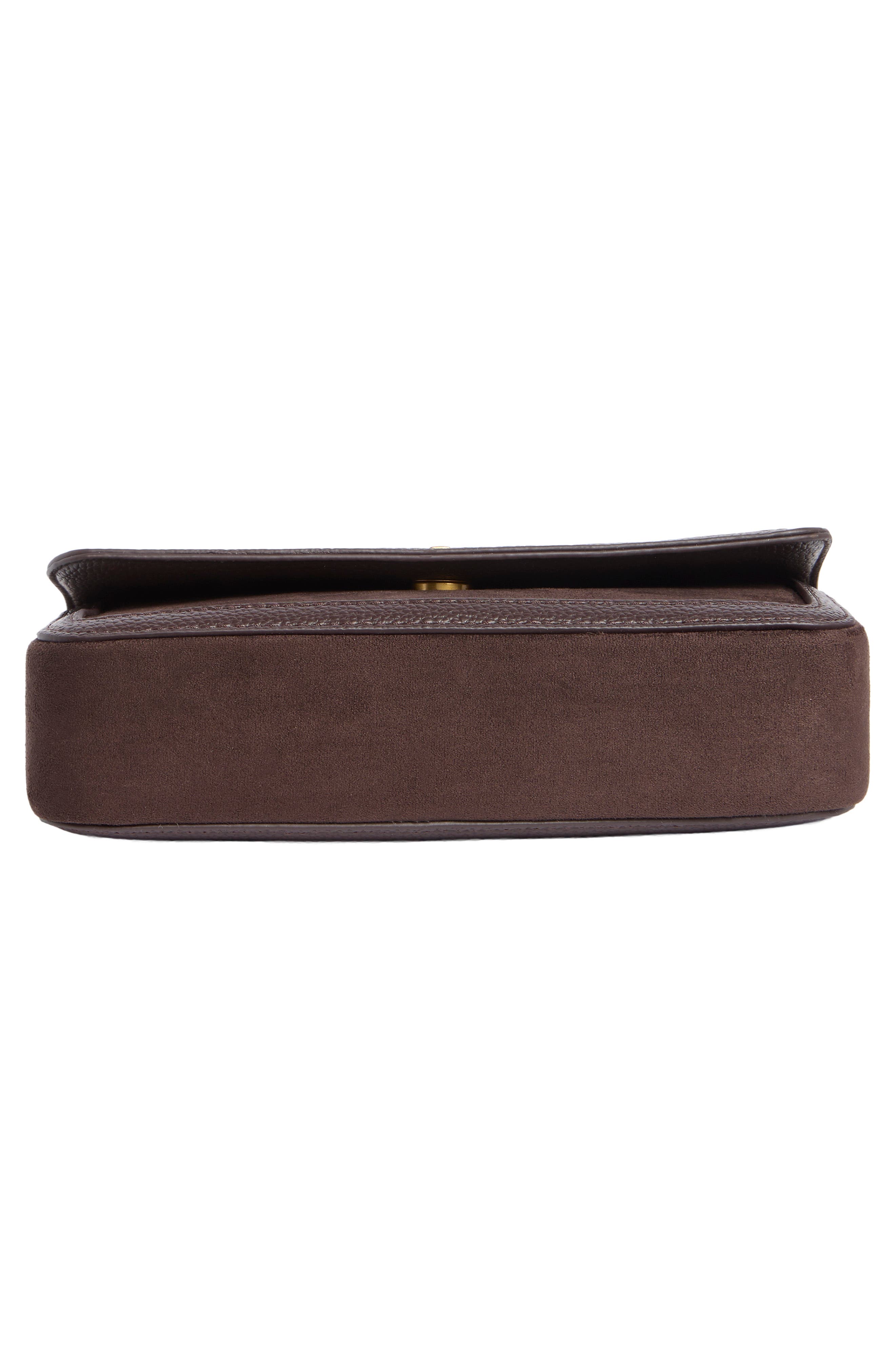 Faux Suede Flap Shoulder Bag, Alternate, color, COCOA