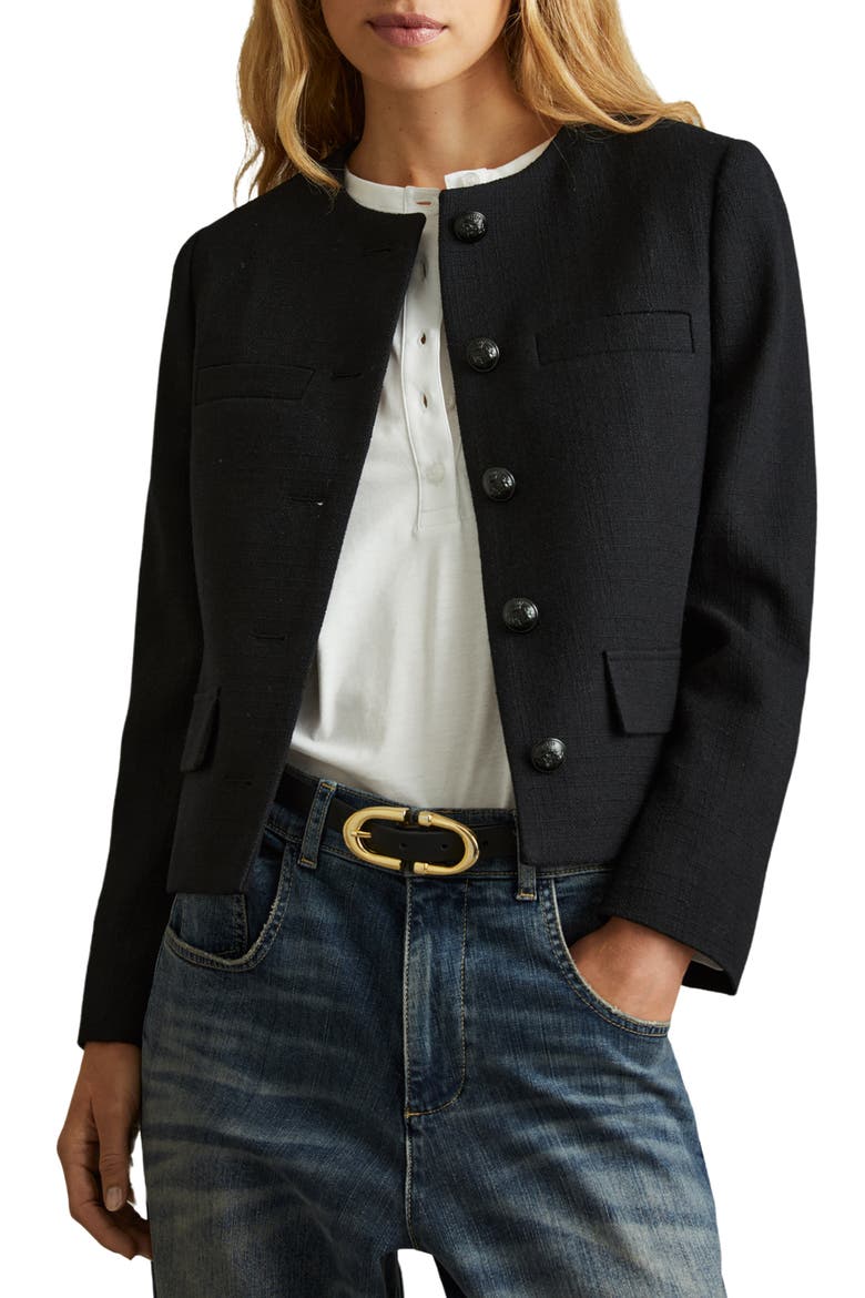 Nola Textured Wool Jacket, Main, color, BLACK