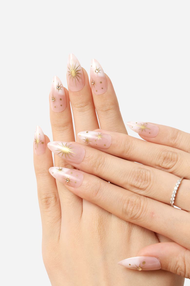 Golden Sun Almond Press On Nails, Main, color, Pink