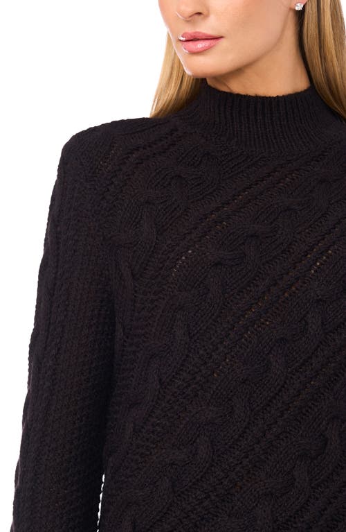 Halogenr Halogen(r) Diagonal Cable Mock Neck Sweater In Black