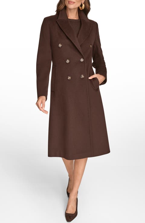 Tailored Double Breasted Wool Blend Coat
