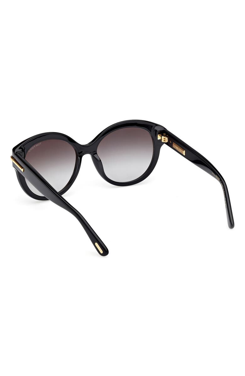 TOM FORD Icon 57mm Gradient Round Sunglasses, Alternate, color, Shiny Black Beveled / Smoke