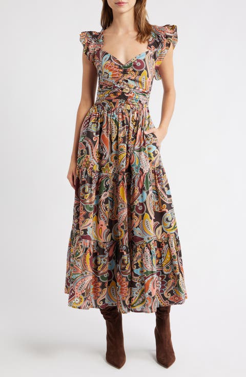 Lindsey Print Ruffle Maxi Dress