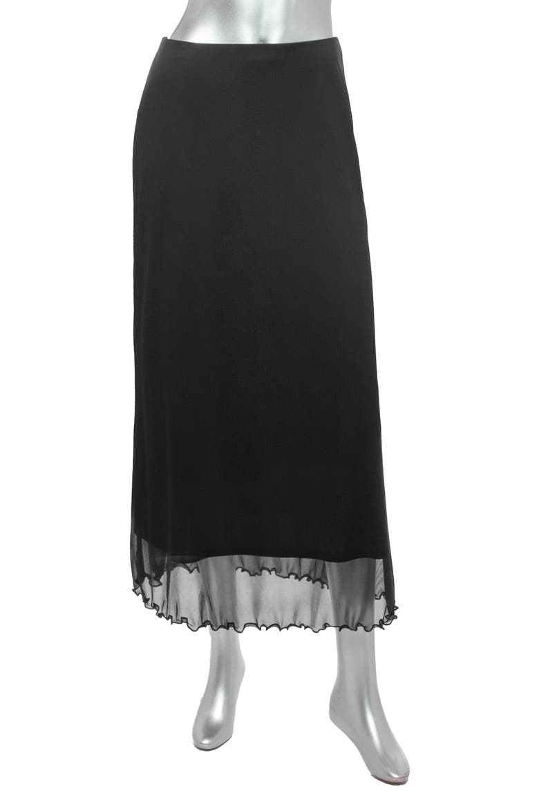 Lettuce Hem Mesh Midi Skirt, Alternate, color, BLACK