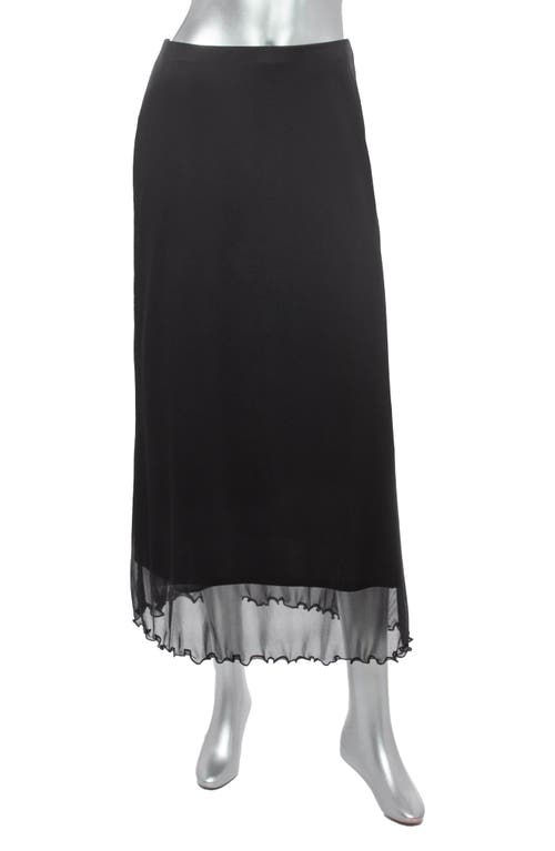 Tash And Sophie Lettuce Hem Mesh Midi Skirt In Black