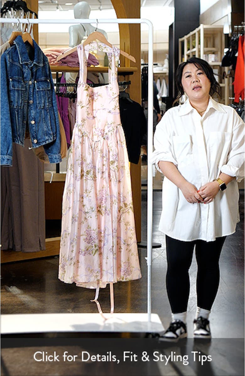 Minerva Floral Print Chiffon Midi Sundress, sales video thumbnail