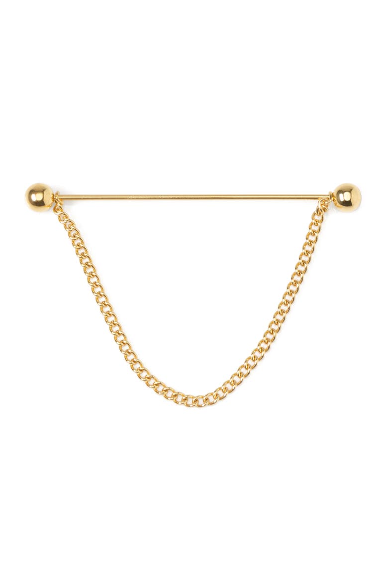 Goldtone Stainless Steel Chain Collarbar, Main, color, GOLD