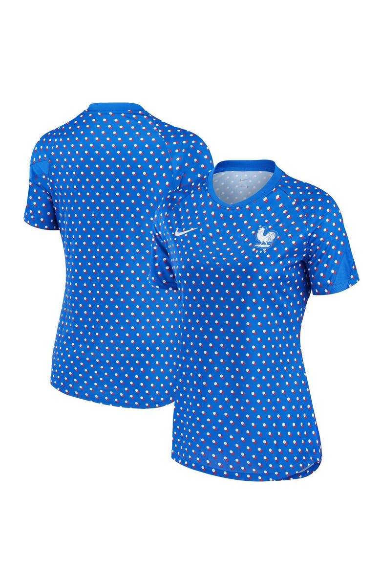 Nike Women's Nike Blue France Women's National Team 2022/23 Away Pre-Match Performance Top, Main, color, 